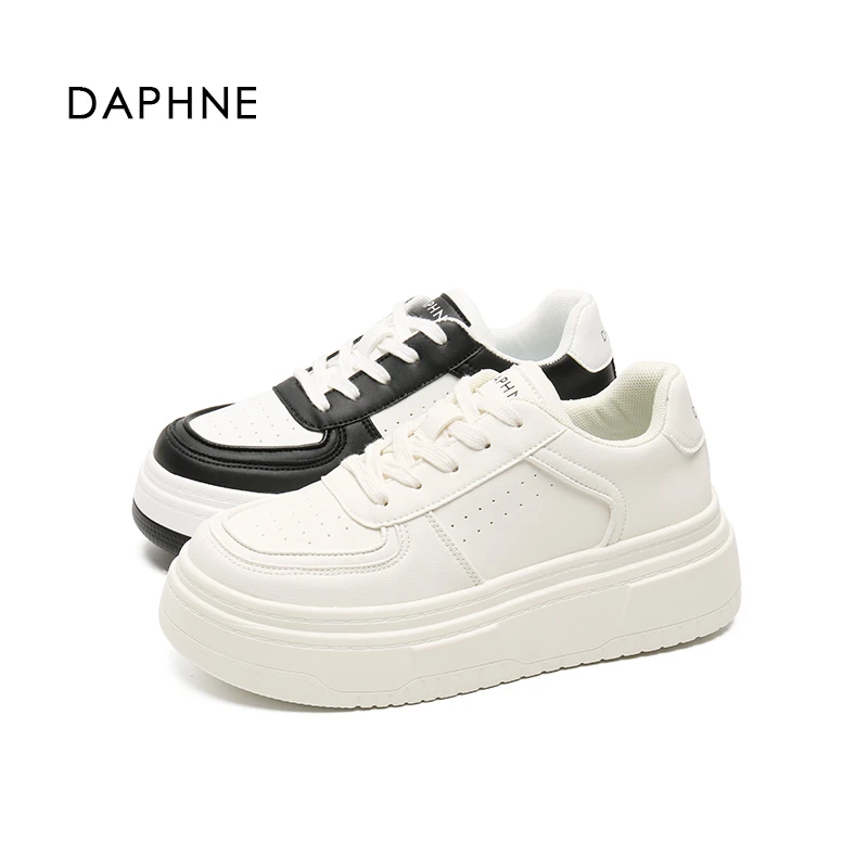 达芙妮板鞋女2024秋季新款百搭小白鞋厚底增高防滑运动休闲女鞋