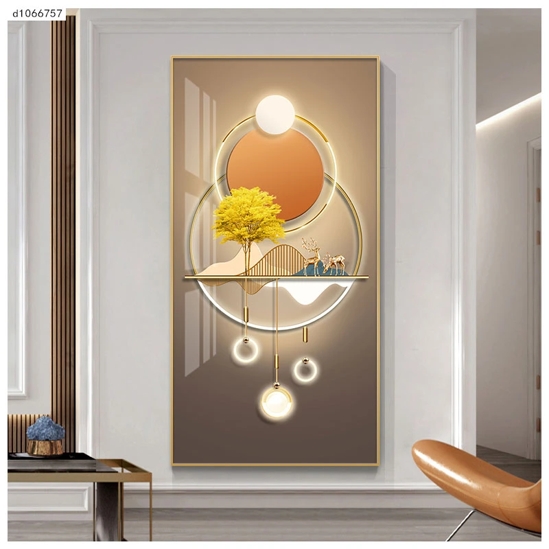 福禄轻奢入户进门玄关装饰画现代简约竖版过道挂画壁画高档大气