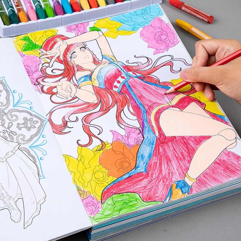 叶罗丽公主画画本3-6岁8女孩美少女游戏书专注力训练玩具填色画册