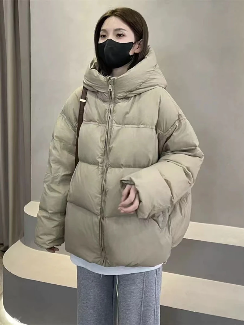韩国东大门连帽羽绒服女短款冬季新款白鸭绒小个子面包服加厚外套
