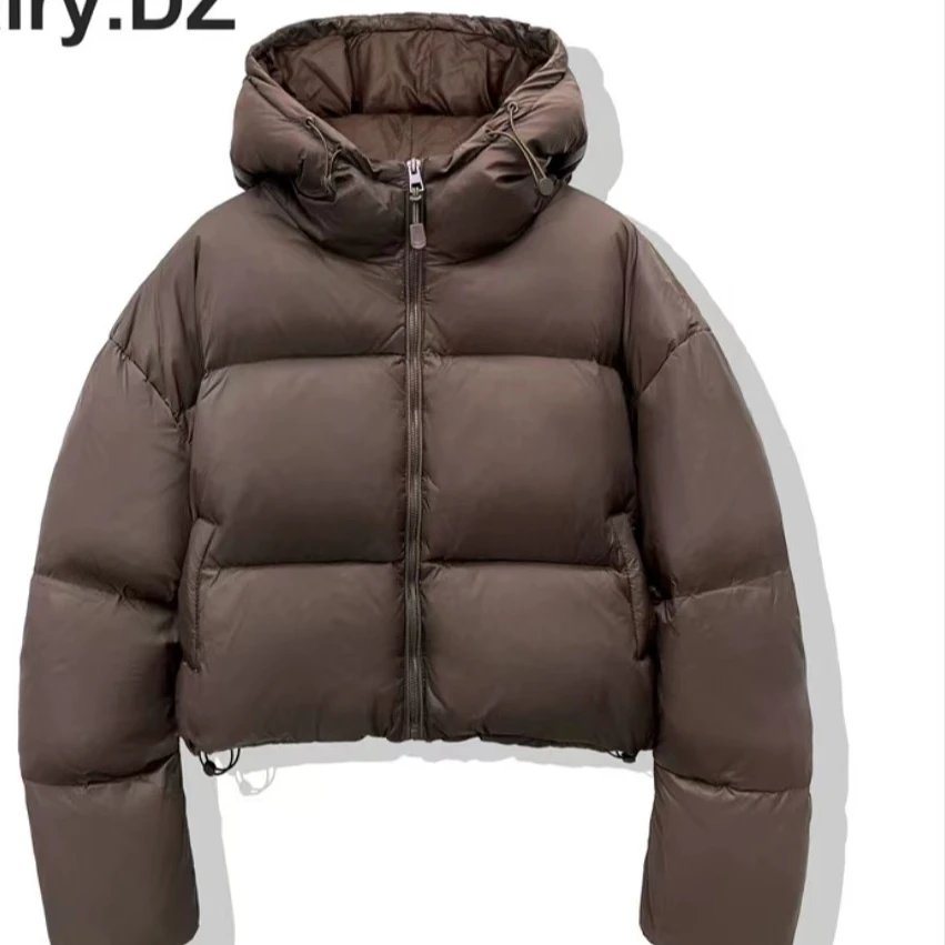 大肯豆羽绒服女冬季2024新款美拉德小个子美式连帽短款加厚面包服