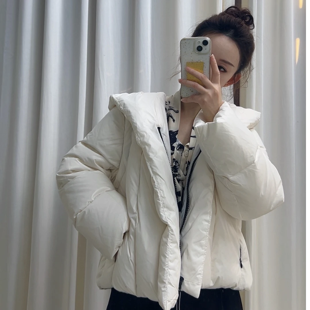2024小个子袖子《可拆卸》加厚面包服连帽时尚气质短款鸭绒服保暖