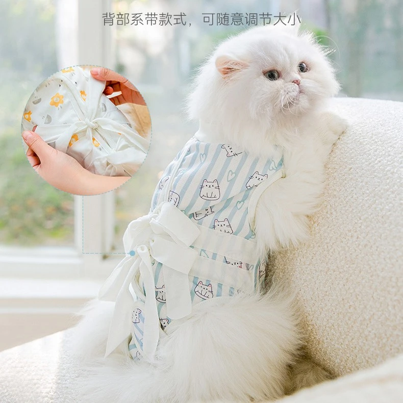 猫咪绝育服母猫术后服透气猫猫蓝猫防掉毛断奶术后防舔宠物衣服