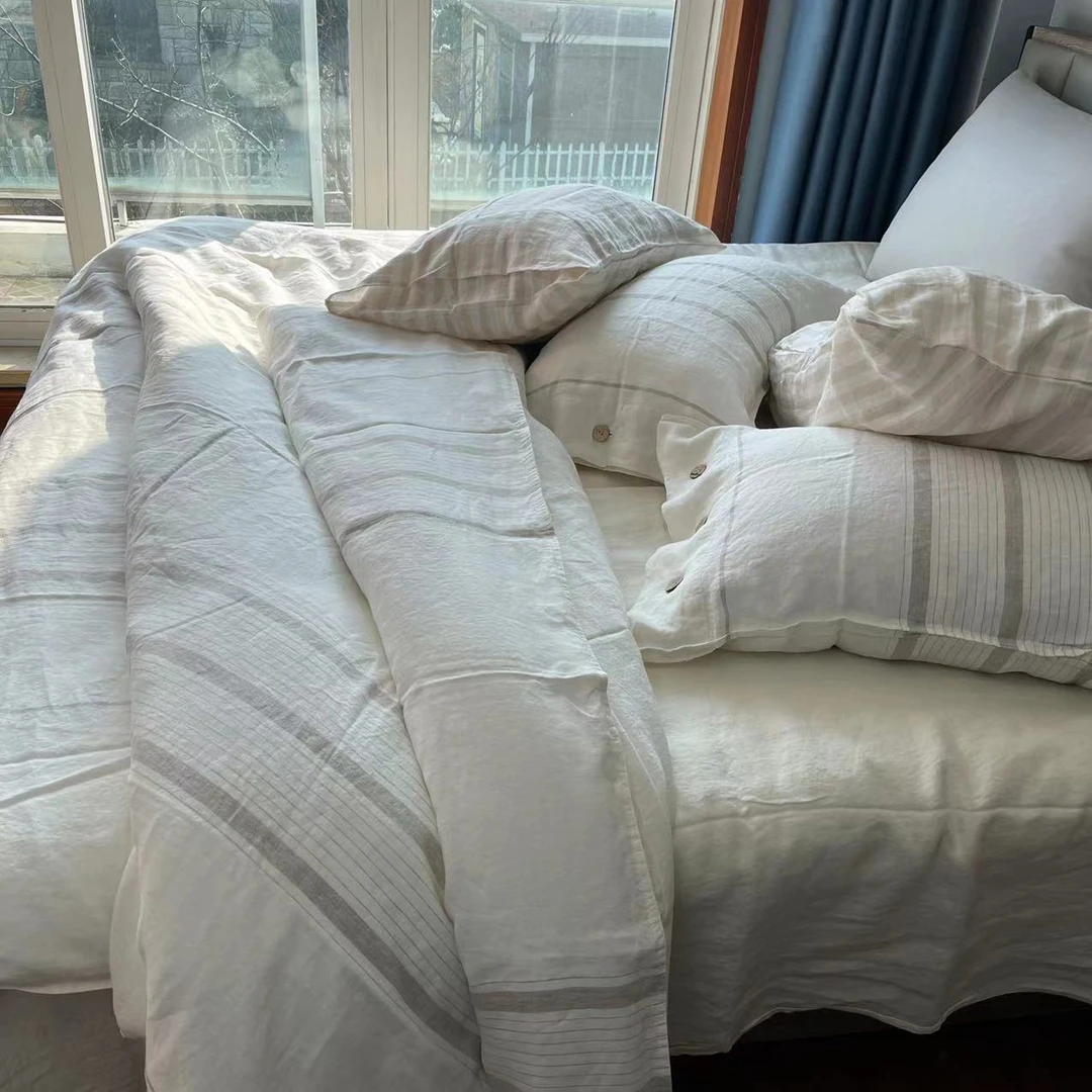 【问道】100%色织亚麻四件套 比利时进口面料 高端大气 经典爆款