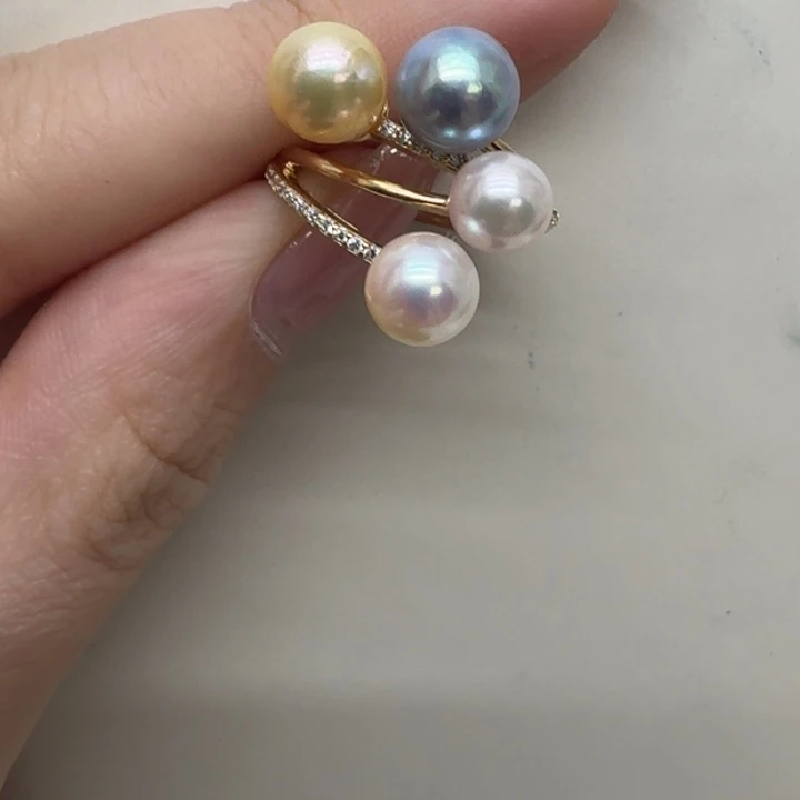 海水珍珠戒指银S925镶嵌