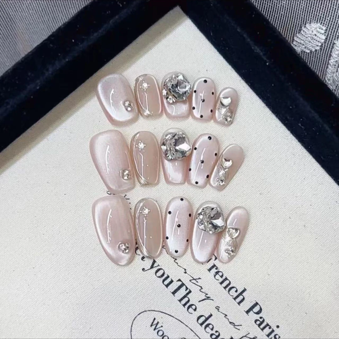 [波点] 新款纯手工波点鎏金穿戴甲可拆卸长款百搭美甲