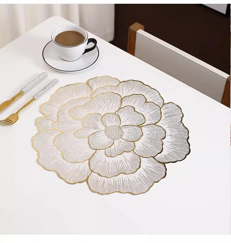 牡丹花北欧风创意装饰垫餐垫西餐垫pvc桌垫隔热防滑防烫杯垫餐厅