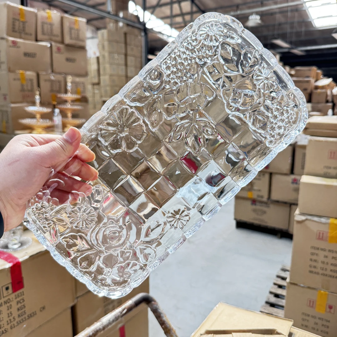 家居收纳托盘水晶玻璃水杯托盘茶盘家用西瓜托盘