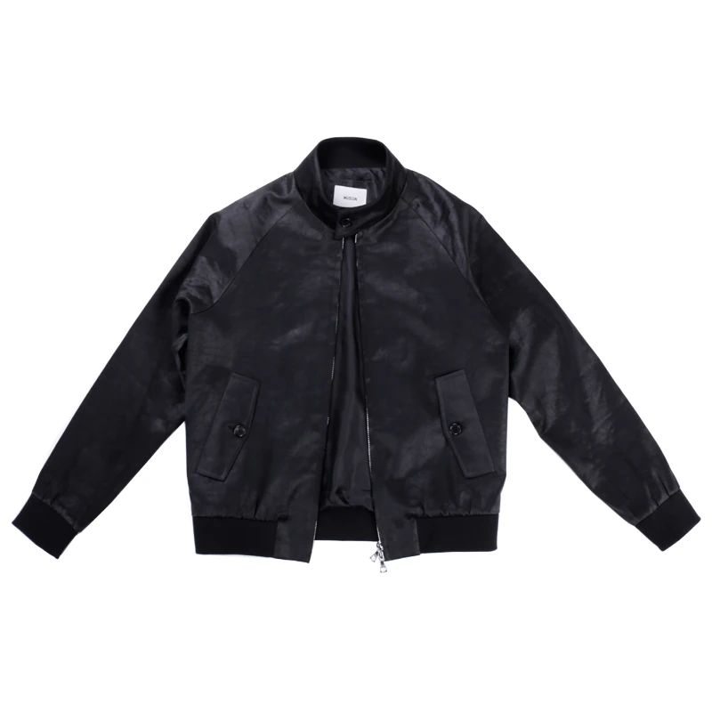 设计师40姆米重缎100桑蚕丝香云纱哈灵顿夹克外套男 修身合体版型