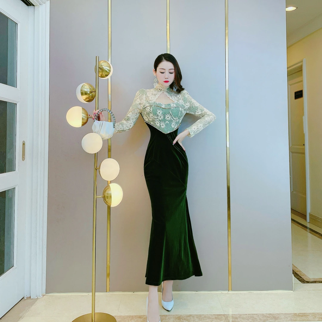 新款百搭长袖名媛日常修身显瘦连衣裙20992