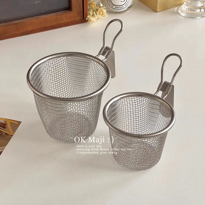 火锅专用挂边漏网篮厨房煮面烫菜油炸漏网筐304不锈钢细网漏勺