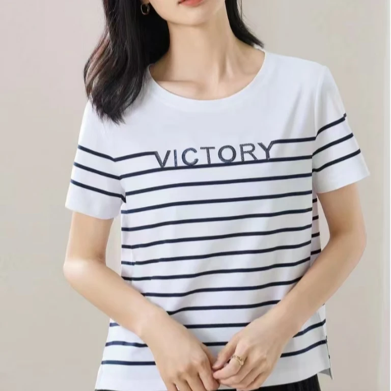 夏季女装圆领百搭短袖253