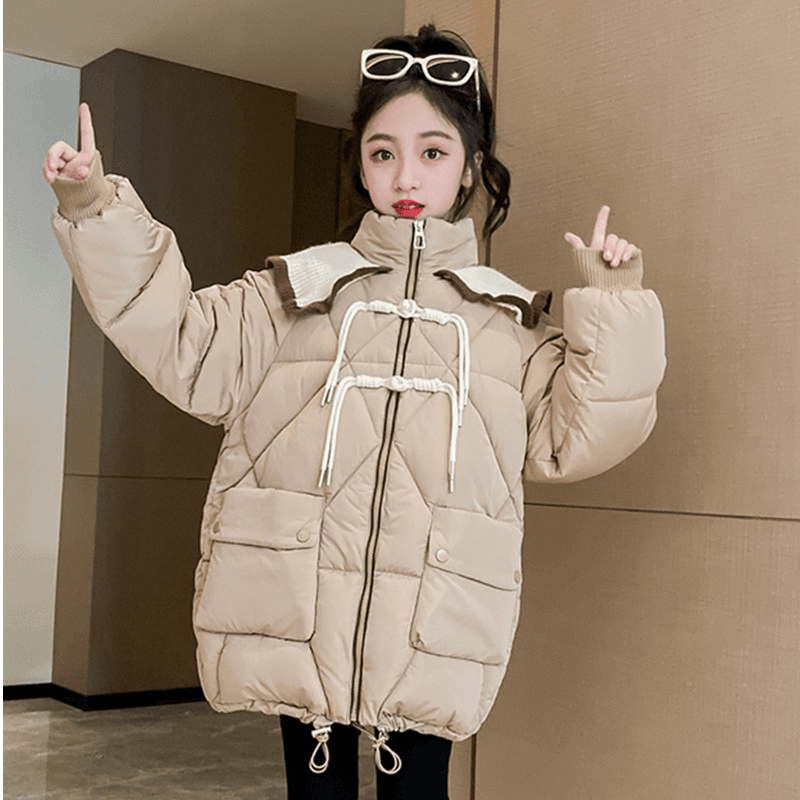 女童冬装棉衣外套2023新款韩版中大童儿童冬季女孩加绒棉服棉袄