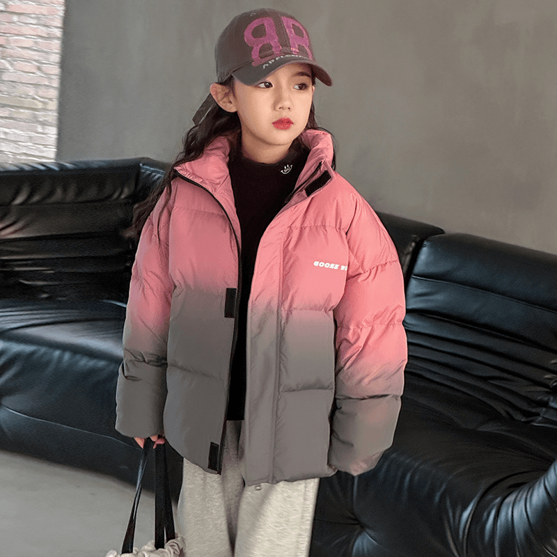女童渐变棉服冬装2023新款冬季洋气棉衣中大童冬款加厚棉袄06