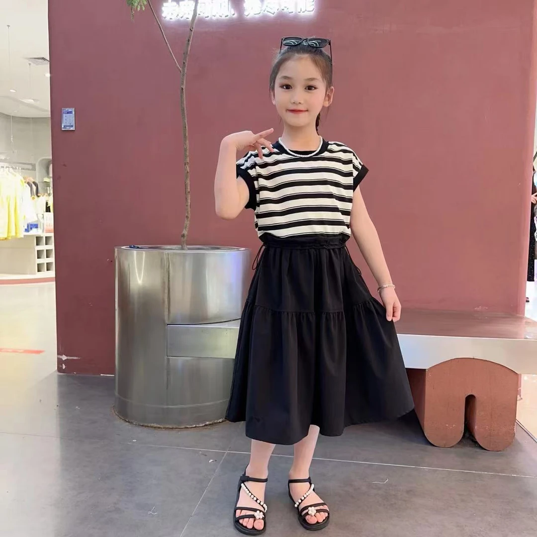 女童夏季连衣裙2024新款儿童薄款中大童夏装小女孩休闲条纹裙子