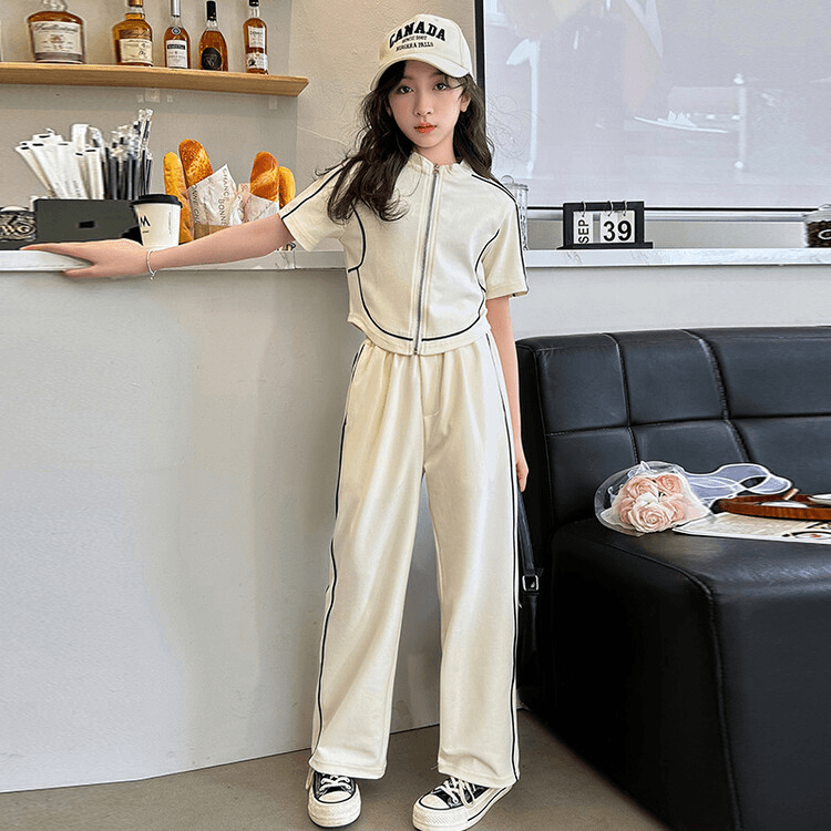 女童短袖套装2024新款儿童时尚阔腿洋气女孩宽松时髦两件套中大童