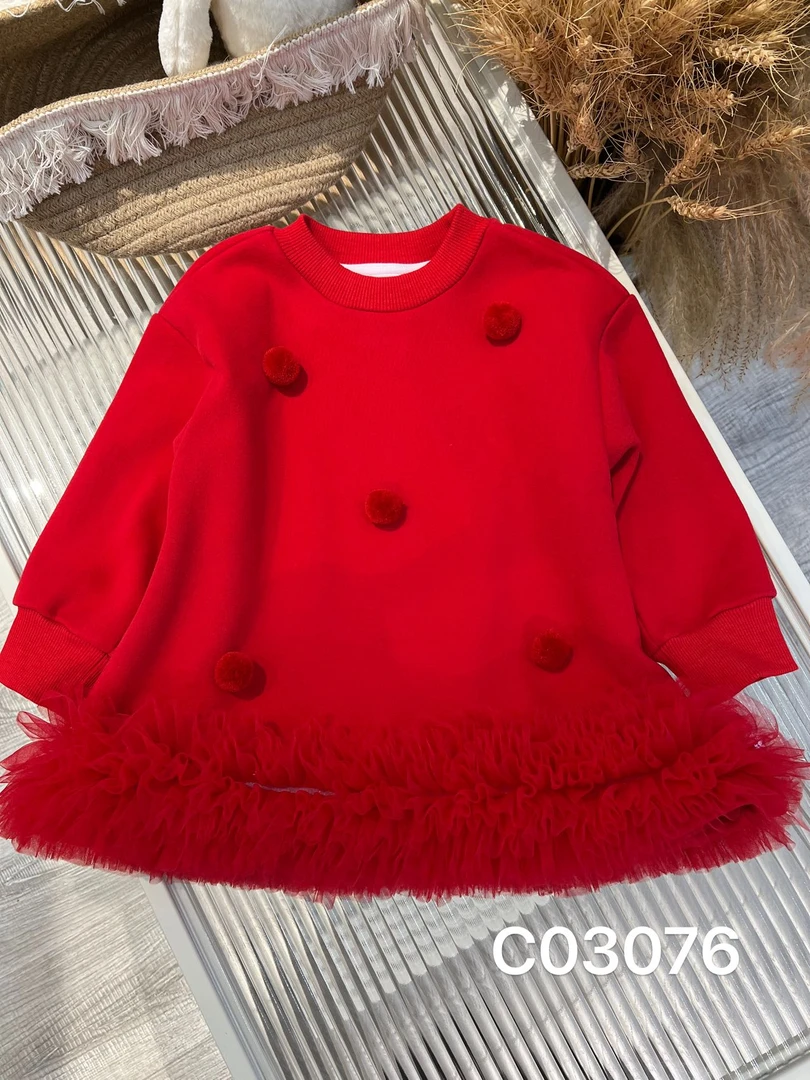 女童潮西西韩版红色新年圣诞一体绒卫衣裙时尚秋冬女洋气女童卫衣