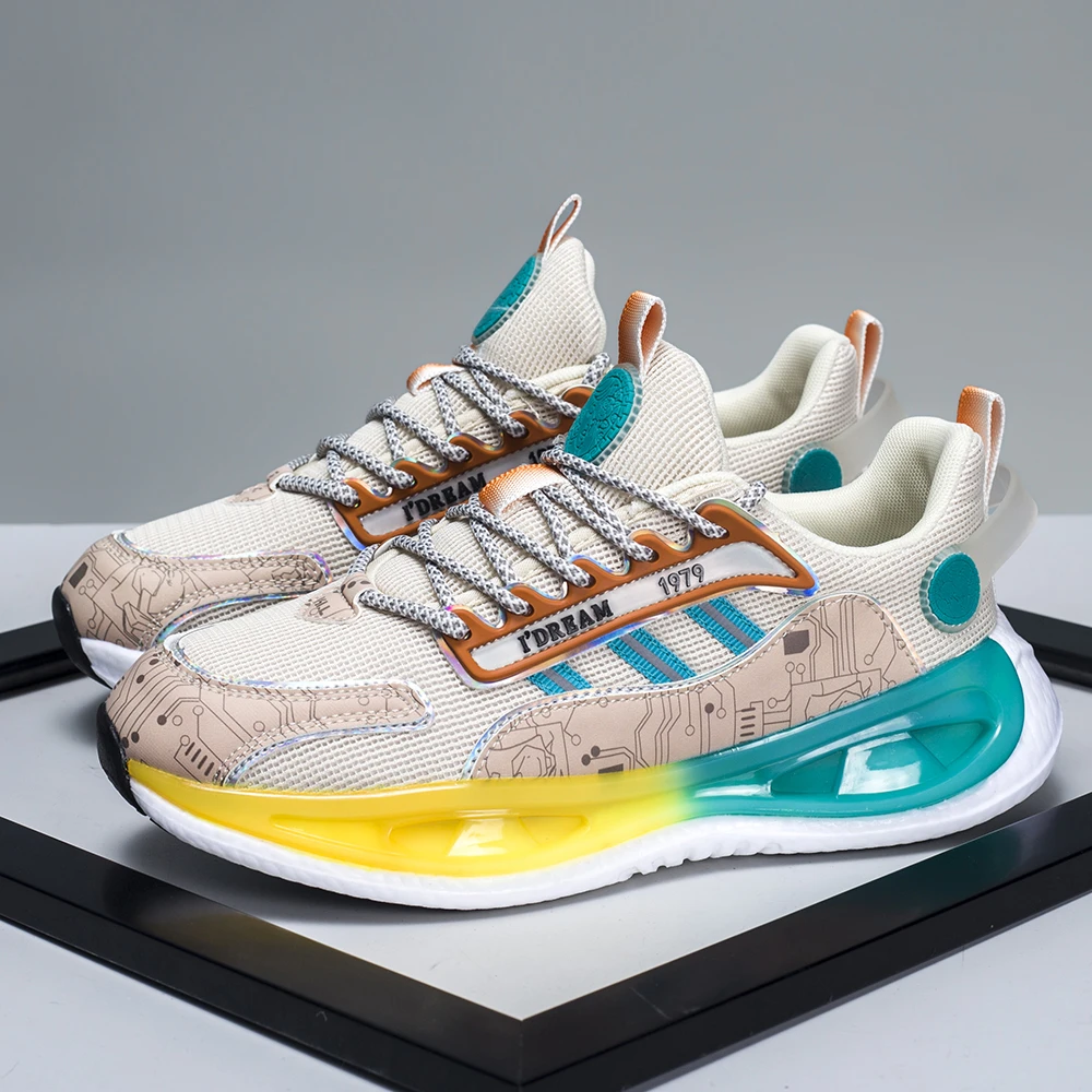 春夏季男女新款时尚休闲透气百搭潮流减震爆米花底情侣跑步运动鞋