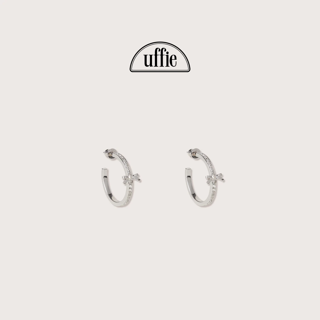 UFFIE 铜合金仿水晶耳饰 蝴蝶结满钻耳圈