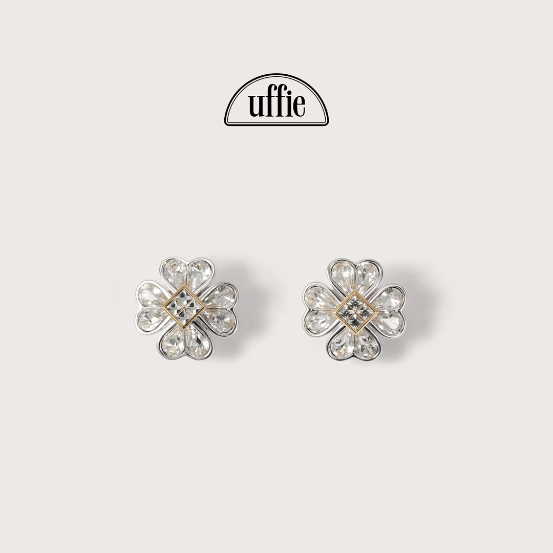 UFFIE 铜合金仿水晶耳饰 钻饰花卉耳钉