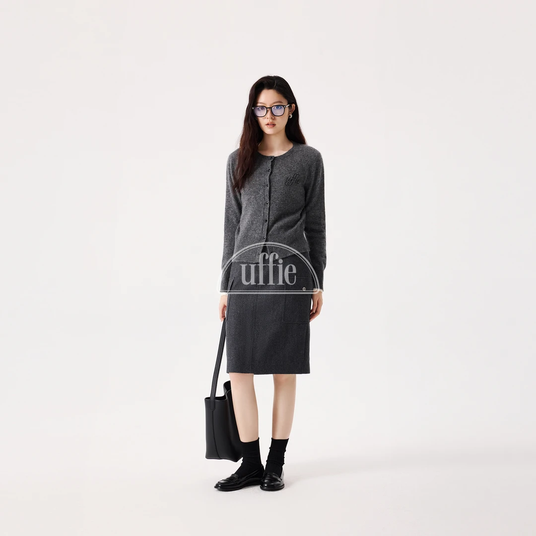 UFFIE银丝毛呢工装半裙