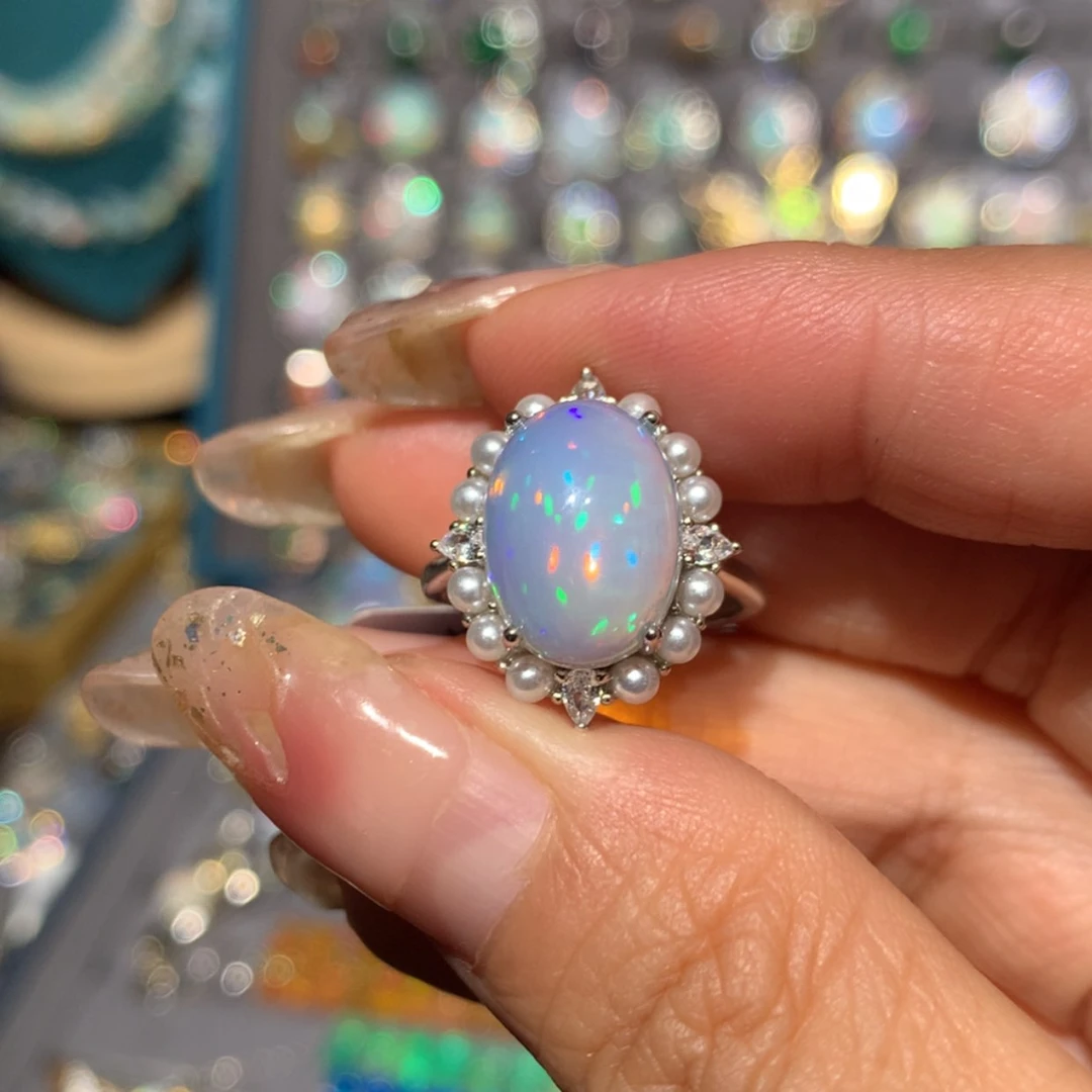 【闪购商品】欧泊珠宝戒指银S925镶嵌