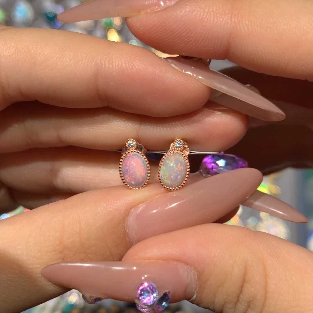 【闪购商品】欧泊a福利耳钉银S925镶嵌