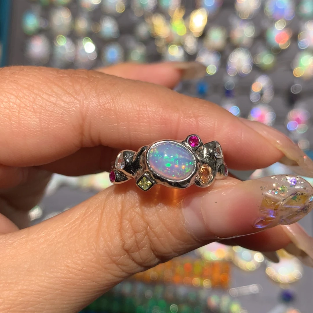 【闪购商品】欧泊珠宝戒指银S925镶嵌