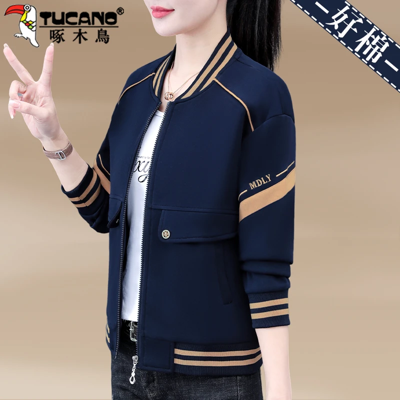 【官方】啄木鸟棒球服外套女春秋爆款小个子夹克时尚休闲短款上衣