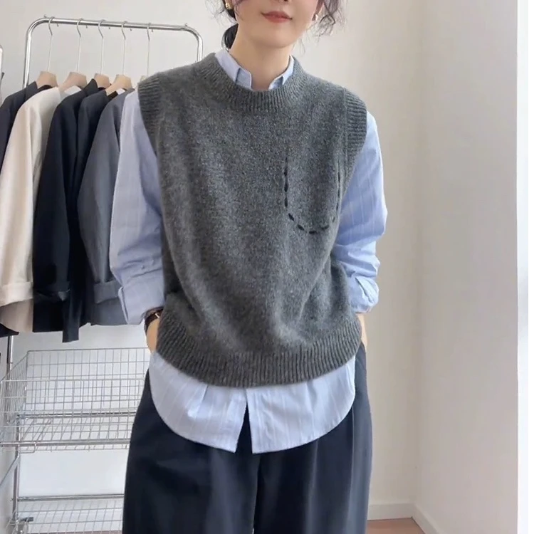 法式 轻熟风手工刺绣马甲～洋气，百搭～叠穿界的白月光～221