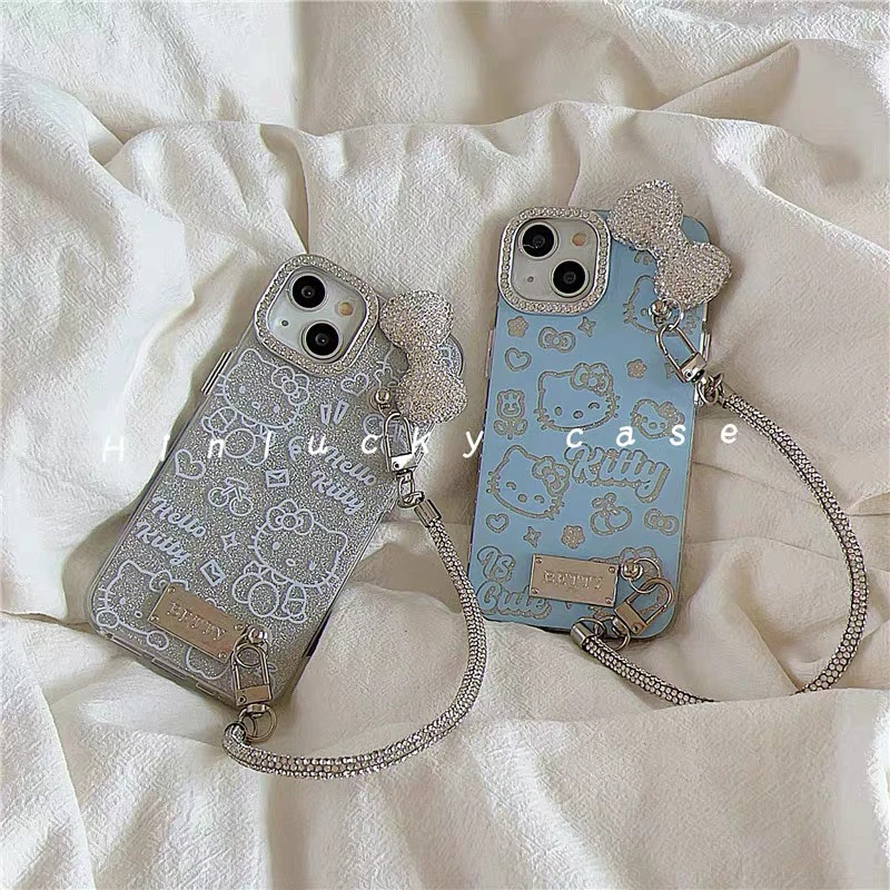 轻奢闪钻蝴蝶结KT猫适用苹果iphone15promax新款14手机壳13高级感