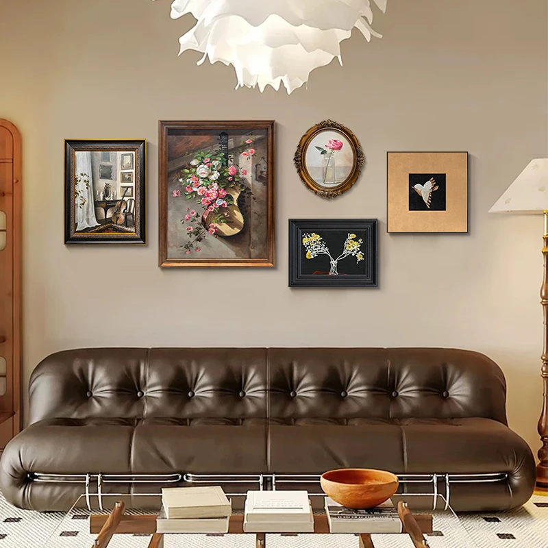 【蔷薇花语】组合美式复古风格客厅装饰画手绘油画玄关卧室艺术挂画