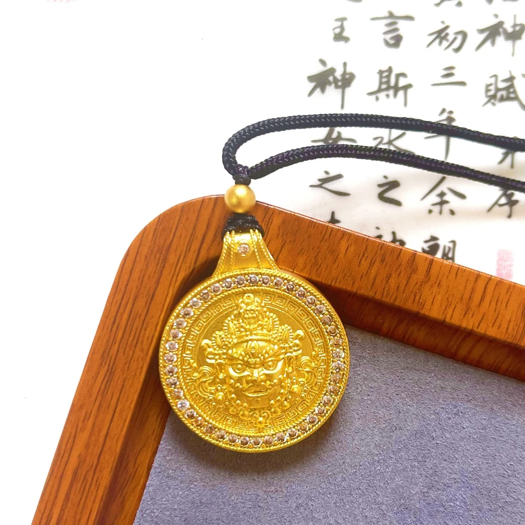 铜合金吊坠 黄财神吊坠链子女款挂坠项链编绳国潮经典时尚饰品
