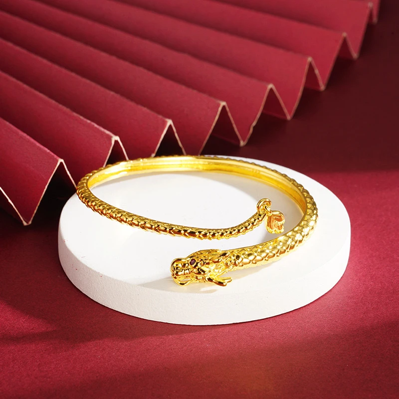铜合金手镯 神龙摆尾手镯大小可调节女款轻奢气质首饰不掉色镯子