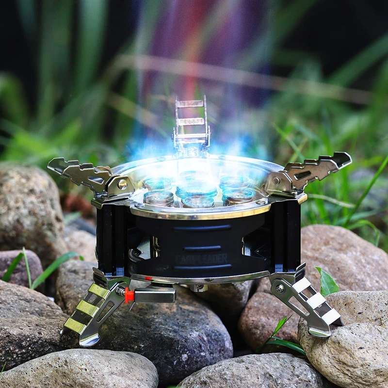 户外炉具野炊7头便携折叠露野营炉子丁烷七星炉头猛火煤燃气灶