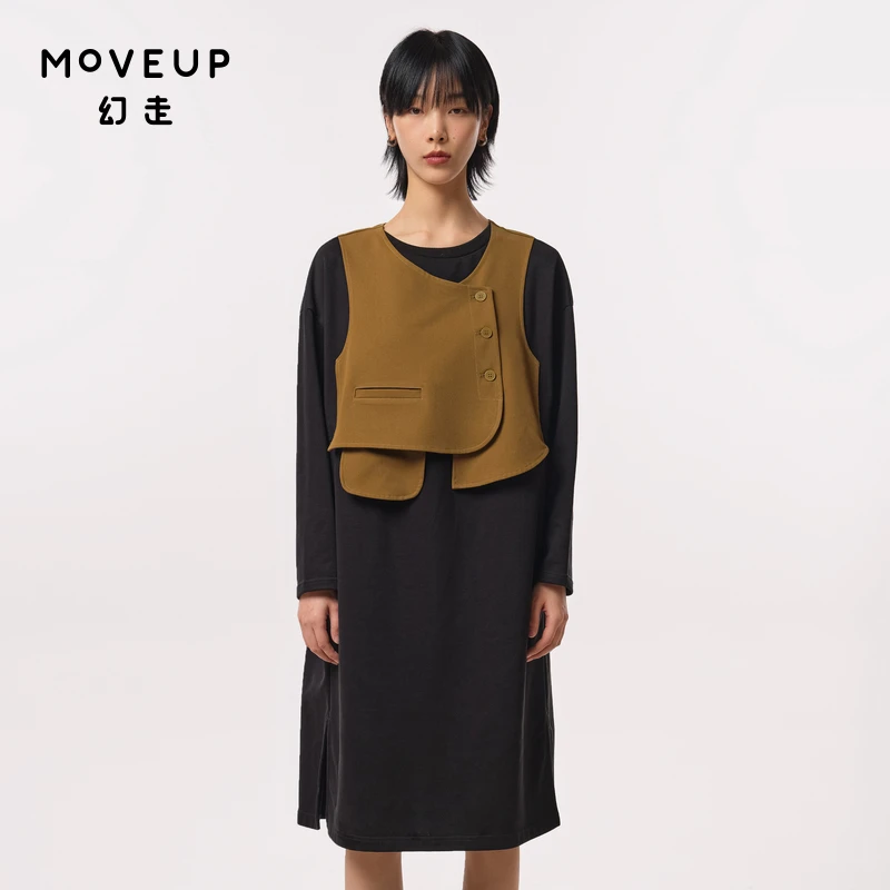 MOVEUP幻走2023秋季新款.FUN系列 假两件拼接针织连衣裙323311301