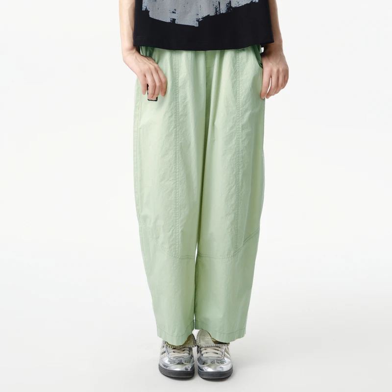 MOVEUP幻走2025春季新款.FUN 欧若风松紧腰休闲直筒裤女325120136