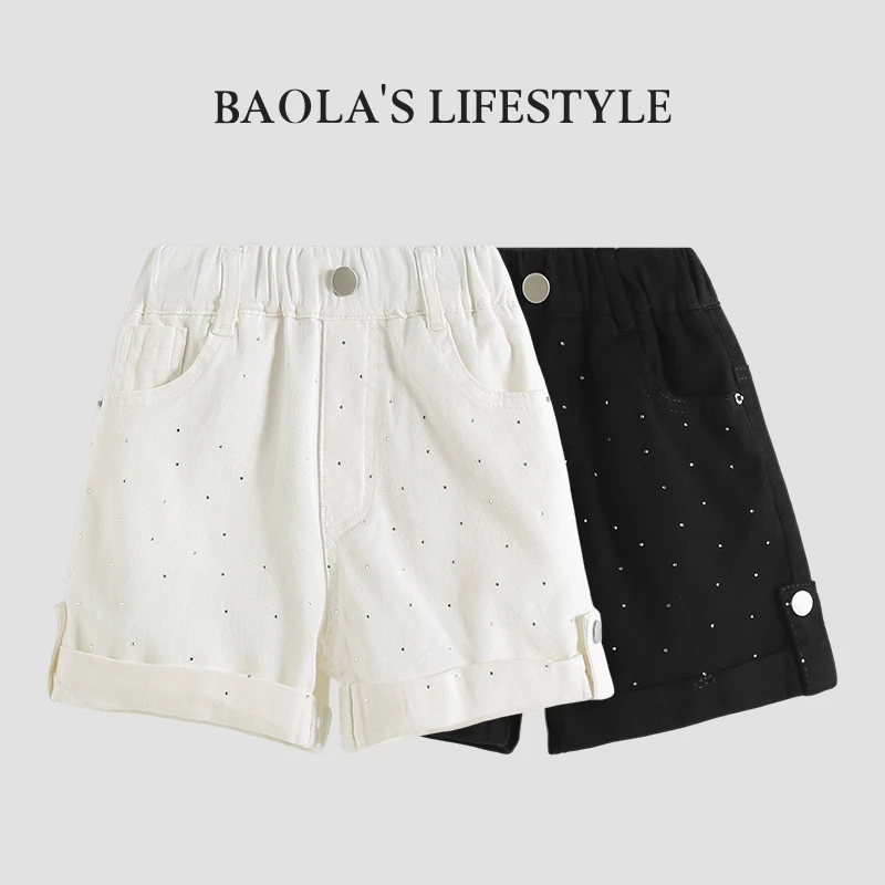 盛夏星空【高定】韩系复古夏季女童百搭小钻时尚洋气短裤-LX058