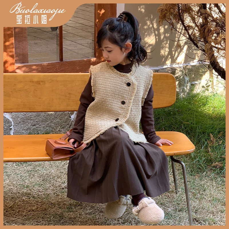 断码清仓【防寒】韩系复古秋冬款女童加绒连衣裙套装亲子装-H0044