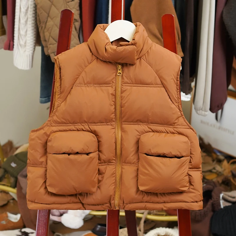 【落日航班】韩系复古秋冬女童纯色加厚百搭棉马甲-LD099