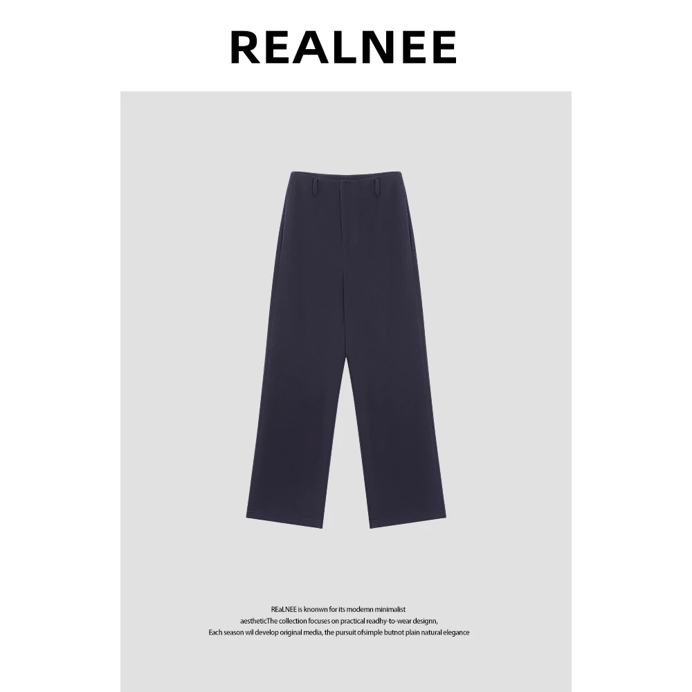 【威尔士】“Y毛裤”松弛休闲直筒高级感绒感长裤RLMMY4XK04330