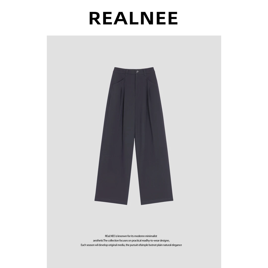 【寞静清城】“进口面料”简约百搭垂感阔腿休闲西裤08484