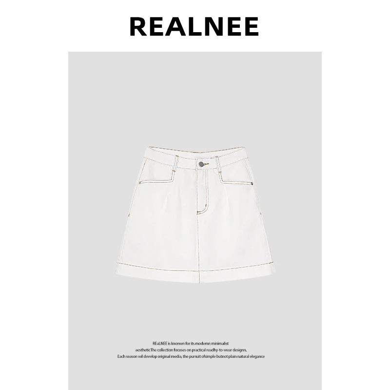 【白客】“进口莱赛尔天丝”百搭明线显瘦A字牛仔短裙 RLMMY4NQ02220
