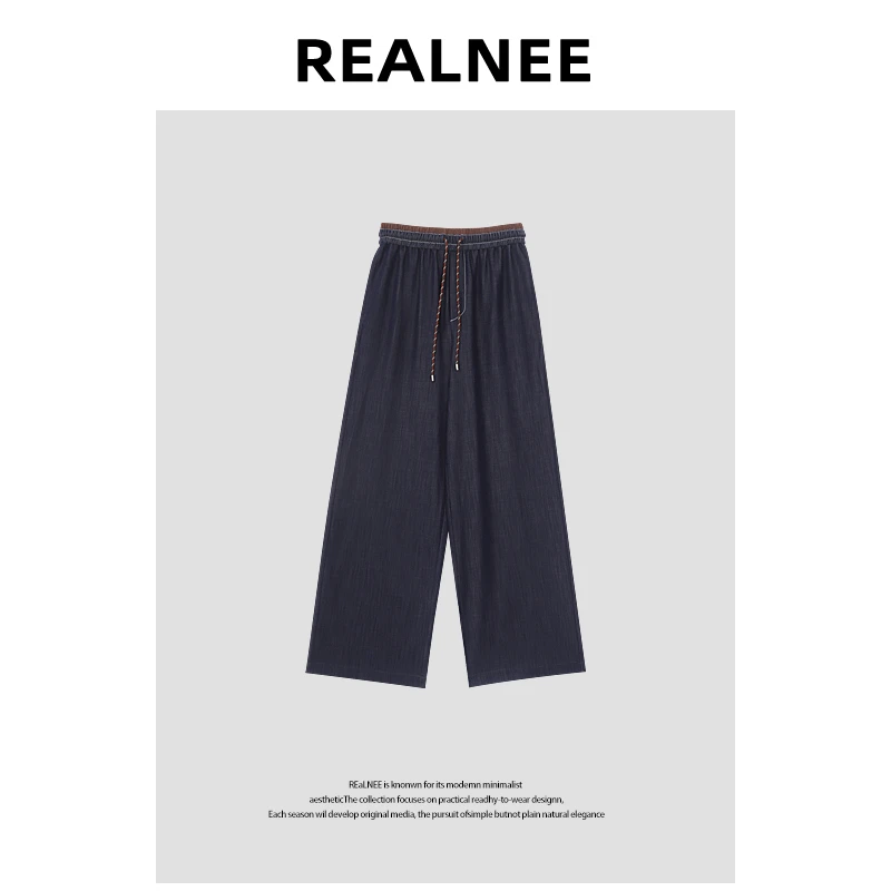 【秋日画意】“进口棉+天丝”撞色双腰头百搭宽松长裤 RLMMP4XK06176