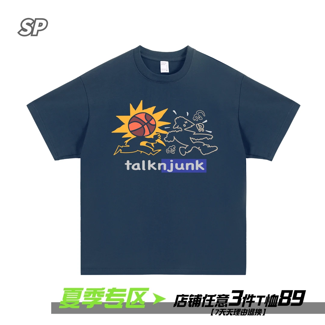 Talkn junk 搞怪踢球追逐嘻哈小众设计感男女情侣款短袖T恤上衣潮