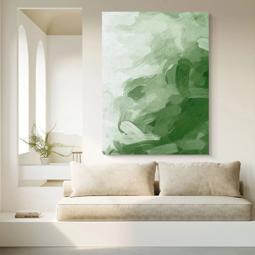 北欧客厅沙发背景墙绿色清新装饰画餐厅卧室床头挂画风景艺术壁画