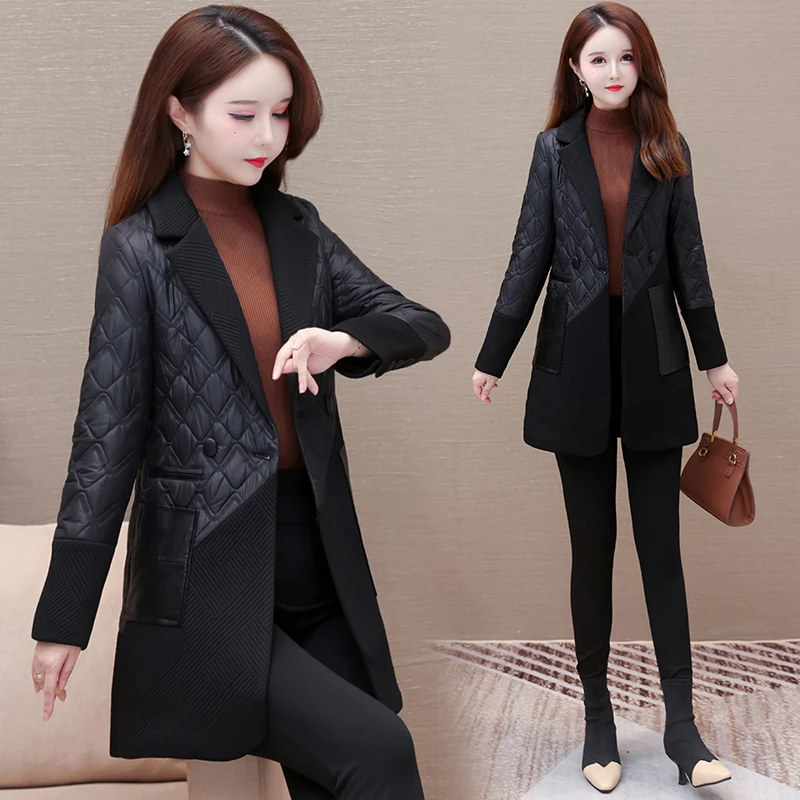 气质西装领加厚棉服女2023年新款冬季妈妈棉衣加厚显瘦小个子外套