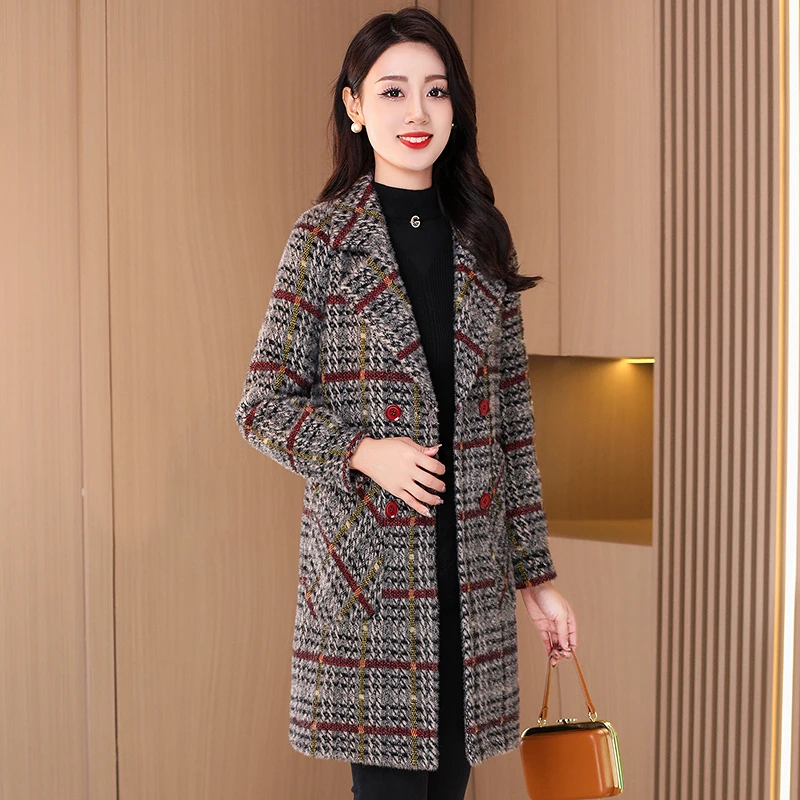 气质毛呢外套女秋冬2025新款中长款今年高级感濮院羊羔绒呢子大衣