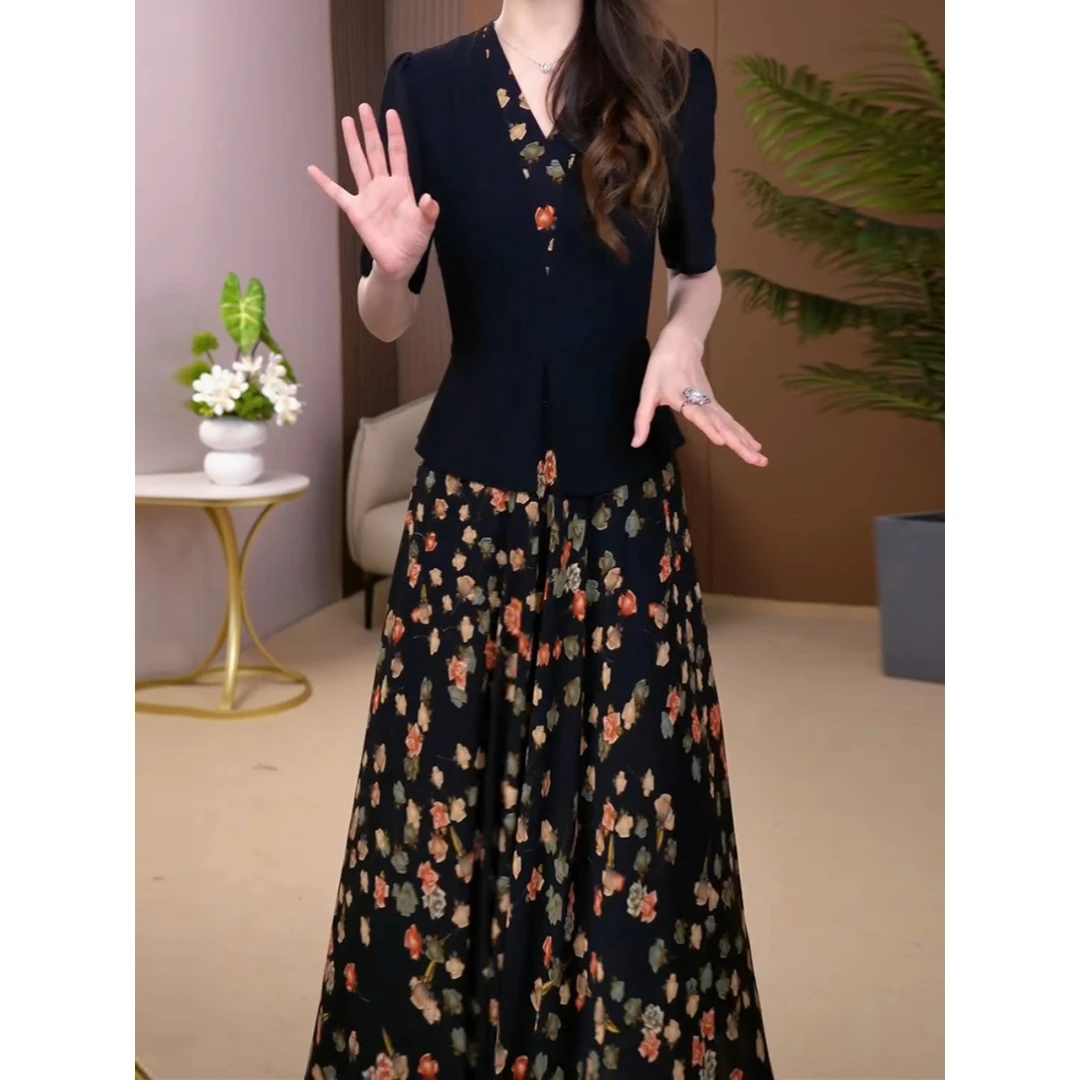 碎花连衣裙2024新款女夏十三行高端精致气质名媛时尚百搭气质衣服