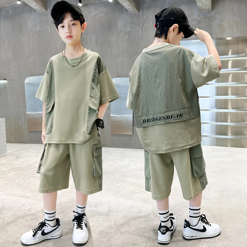 男童夏款套装2024新款短袖中大儿童两件套运动潮【奇斯熊2】BF487